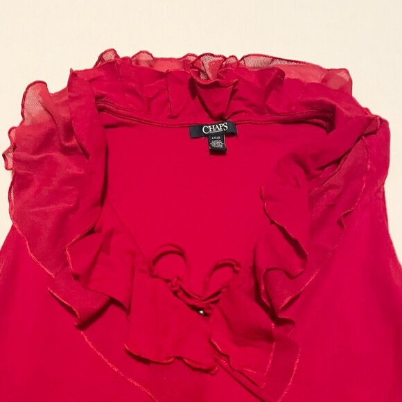 Chaps Sleeveless Top Womens Ruffled Size Large - Picture 4 of 13